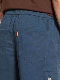 Urbano Fashion Men's Denim Blue Loose Baggy Fit Cargo Jogger