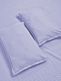 KLOTTHE Lavender Striped 300 TC King Size Bedsheet with 2 Pillow Covers