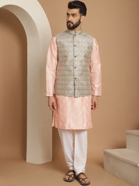 Anouk Embroidered Regular Thread Work Kurta with Churidar & Nehru Jacket