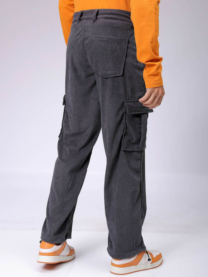 The Indian Garage Co Men Textured Loose Fit Cargos Trousers
