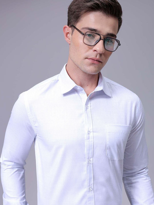 The Indian Garage Co. X Luxe Men Slim Fit Spread Collar Vertical Striped Formal Shirt