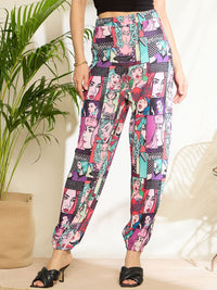 Berrylush Women Floral Printed High-Rise Trousers
