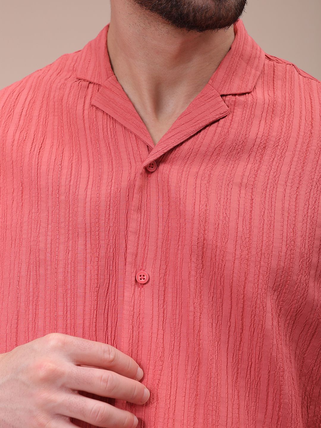 The Indian Garage Co Men Relaxed Fit Dobby Textured Resortwear Shirt