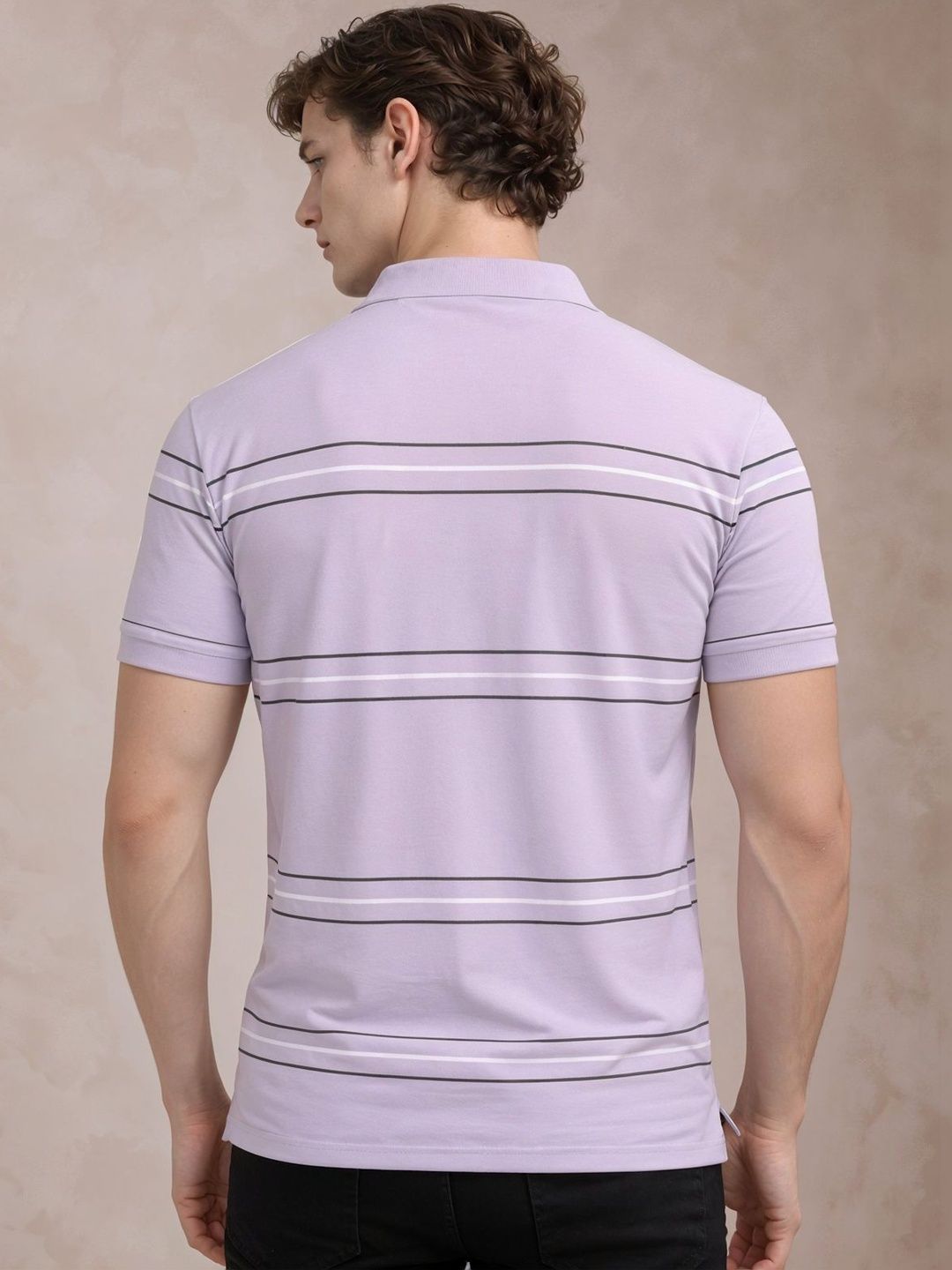 Baju-T Kolar Polo Berjalur ADRO Lelaki