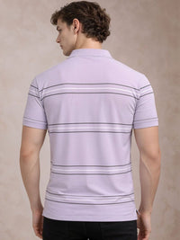 Baju-T Kolar Polo Berjalur ADRO Lelaki