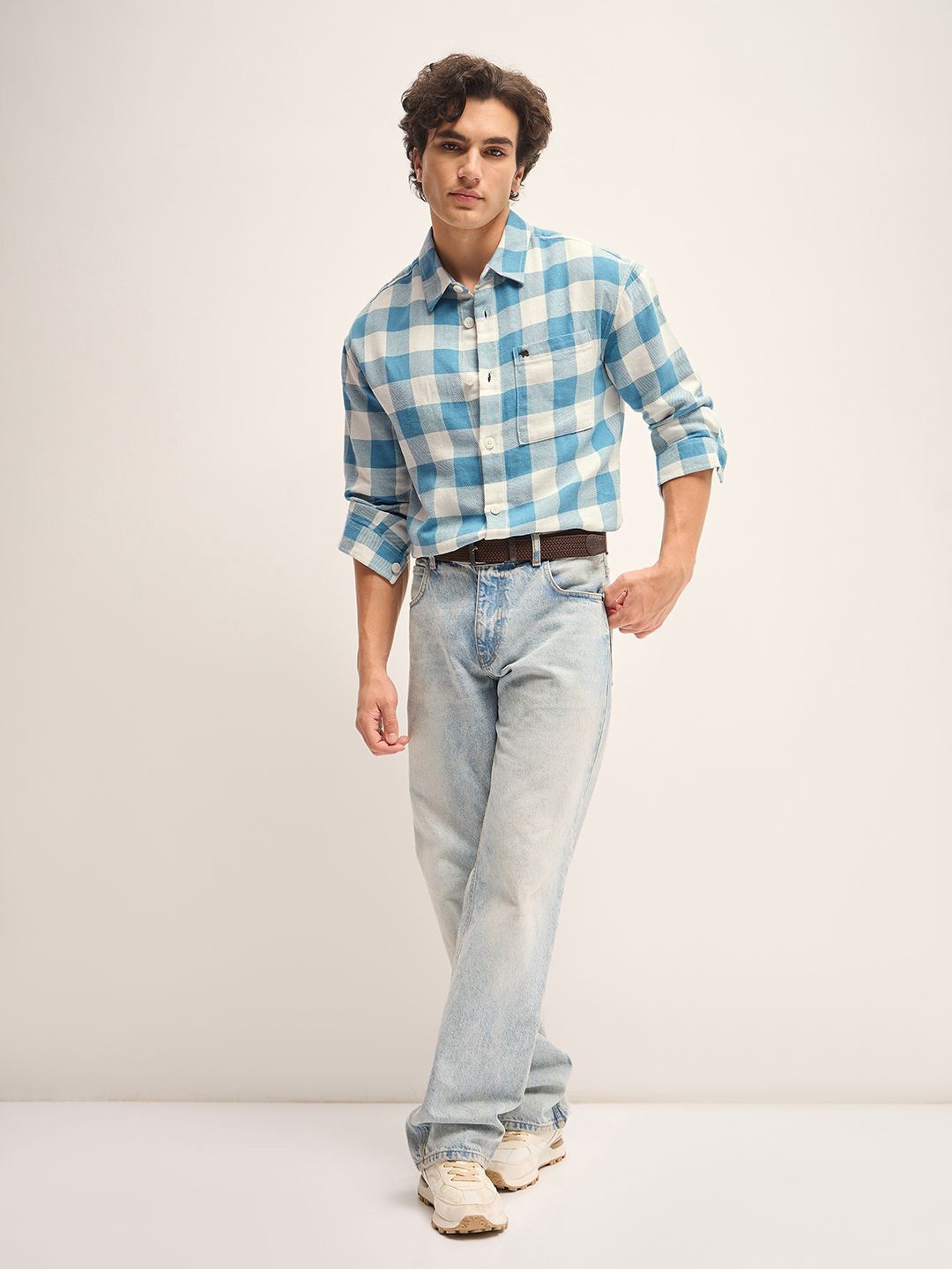 THE BEAR HOUSE Men Gingham Checks Opaque Checked Casual Shirt