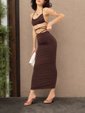 DressBerry Flirty Fusion Open-Back Tie-Up Shoulder Straps Co-Ords