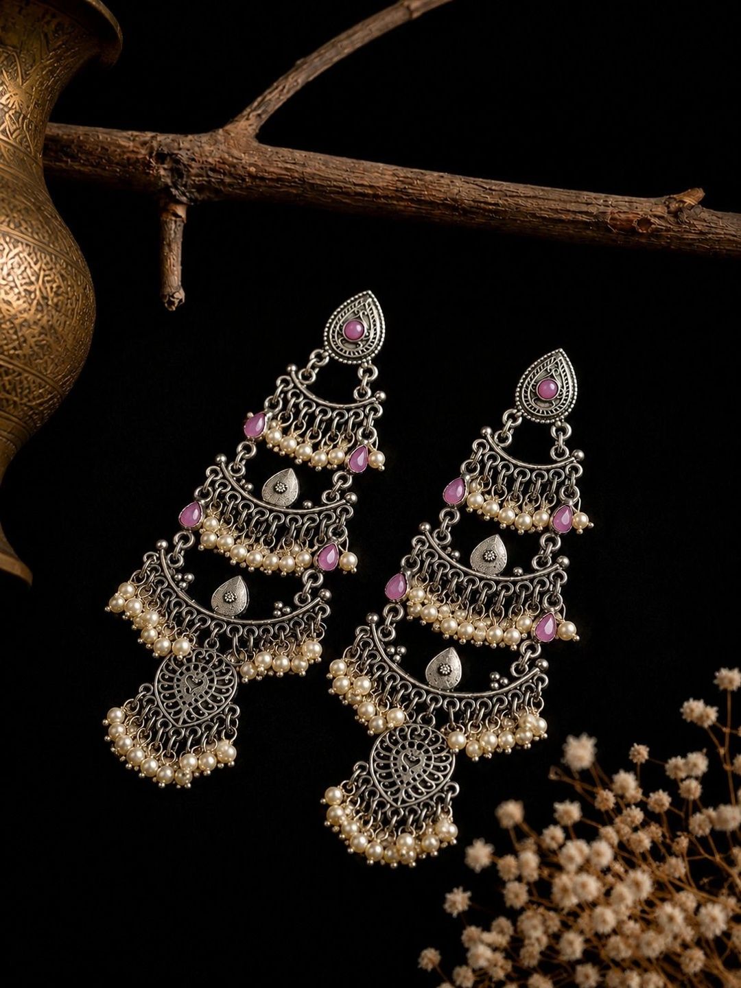 PANASH Teardrop Shaped Drop Earrings
