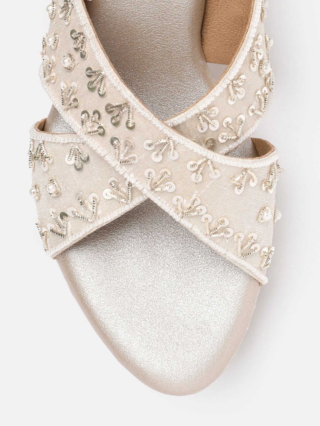 House of Pataudi Embellished Open Toe Wedge Heels