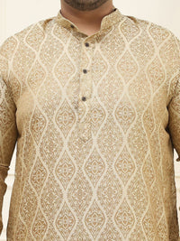 SOJANYA PLUS Ethnic Motifs Woven Design Band Collar Straight Jacquard Kurta