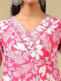 Mamicha Women Floral Printed Regular Mirror Work Pure Cotton Kurta with Trousers & With Dupatta