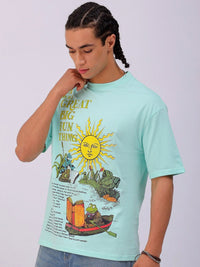 The Indian Garage Co Men Typography Printed Pure Cotton Oversized T-Shirt