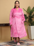 KLOTTHE Women Plus Size Woollen Bath Robe With Belt