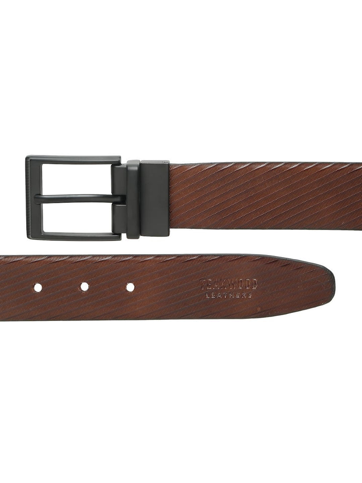 Teakwood Leathers Men Textured Leather Reversible Formal Belt