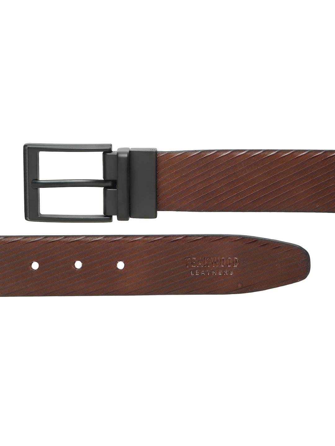 Teakwood Leathers Men Textured Leather Reversible Formal Belt