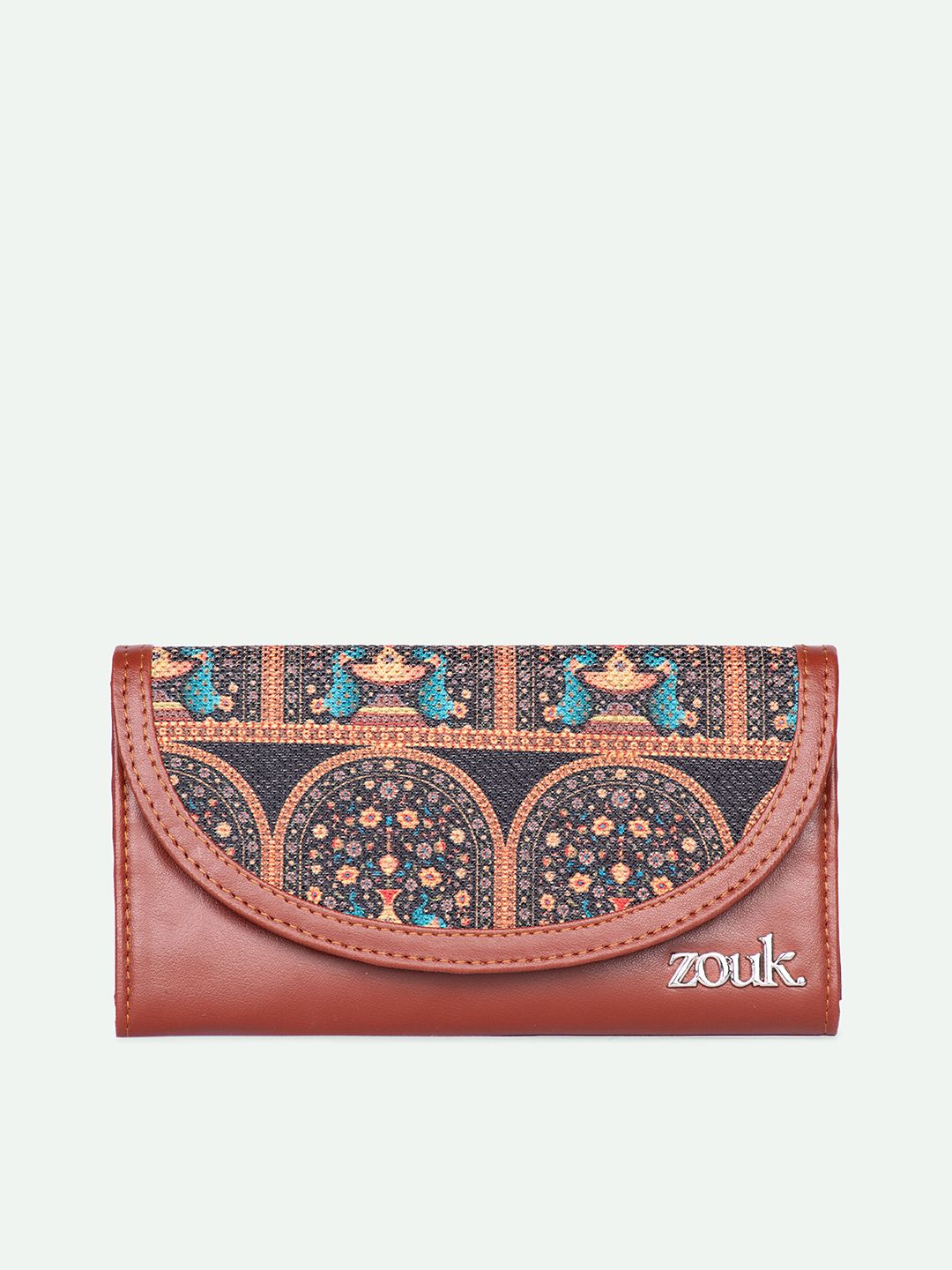 ZOUK Women Ethnic Motifs Printed Leather Card Holder