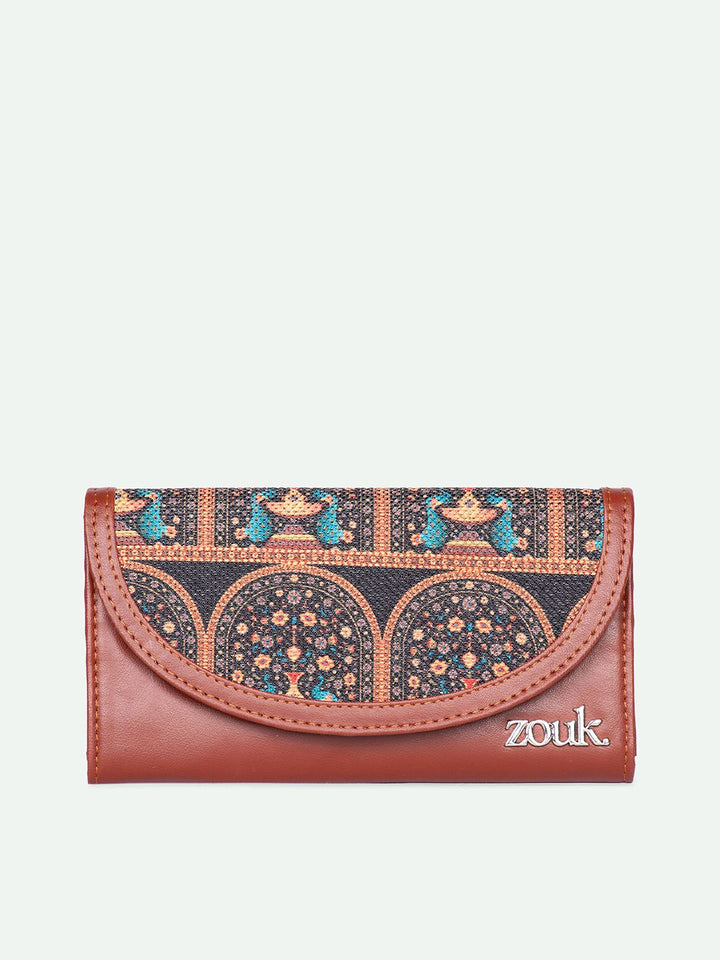 ZOUK Women Ethnic Motifs Printed Leather Card Holder