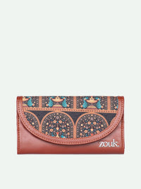 ZOUK Women Ethnic Motifs Printed Leather Card Holder
