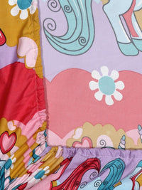 KLOTTHE Pink Conversational Polycotton 300 TC Fitted King Fine Bedsheet dengan 2 Sarung Bantal-98 x 89 inci