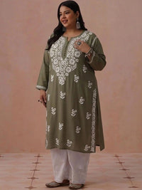 Rumah Wanita Chikankari Kurta Chikankari Sulaman Bunga