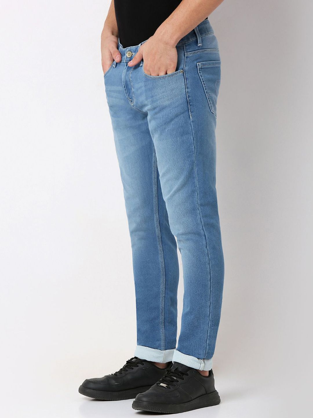 SPYKAR Men Cotton Whiskers and Chevrons Slim Fit Mid-Rise Stretchable Jeans