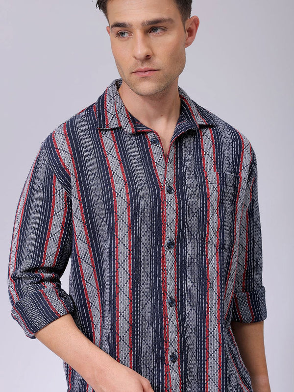 The Indian Garage Co Men Relaxed Fit Checked Dobby Textured Resortwear Shirt