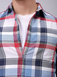The Indian Garage Co Men Spread Collar Tartan Checked Cotton Slim Fit Casual Shirt