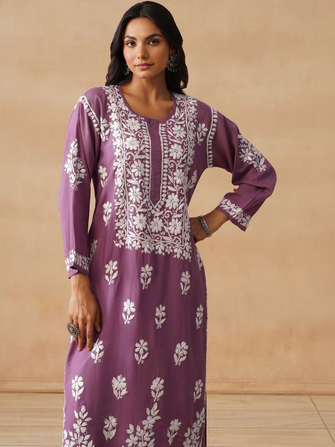 House of Chikankari Women Solid Modal Kurta