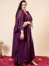 Set Kaftan & Seluar Co-Ords Sulam Mamicha Mehfil V-Neck