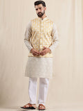 Kurta Lurus Bercetak Geometrik Anouk Dengan Piyama & Jaket Nehru