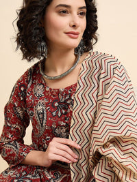 KALINI Women Floral Printed Regular Kurta with Trousers & With Dupatta