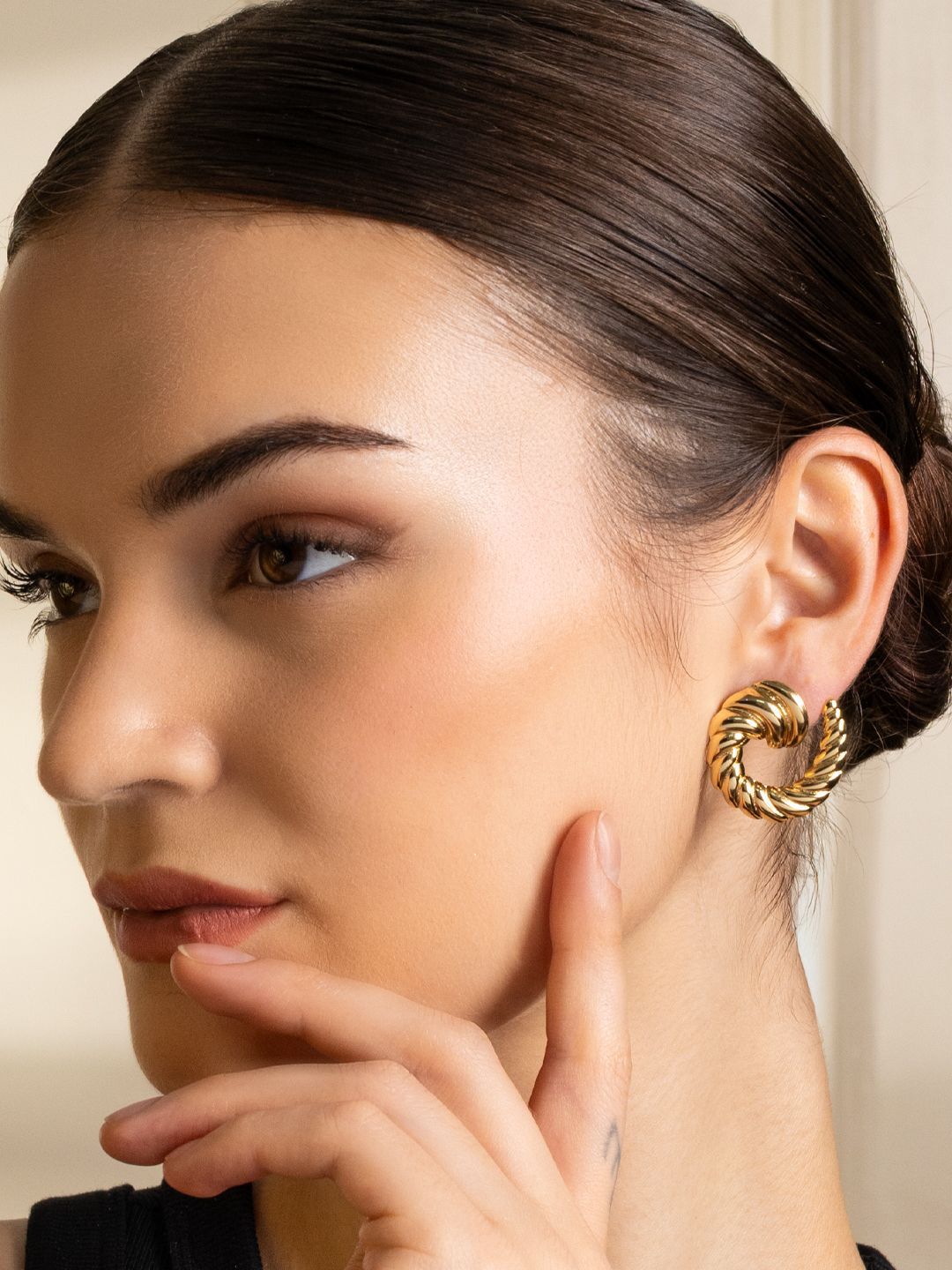VOGUE PANASH Stainless Steel 18K Gold-Plated Contemporary Studs