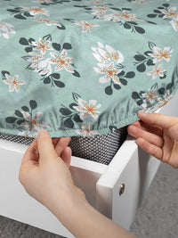 Aura Green & White Floral 300 TC Fitted Single Bedsheet Set 2.25 m x 1.50 m