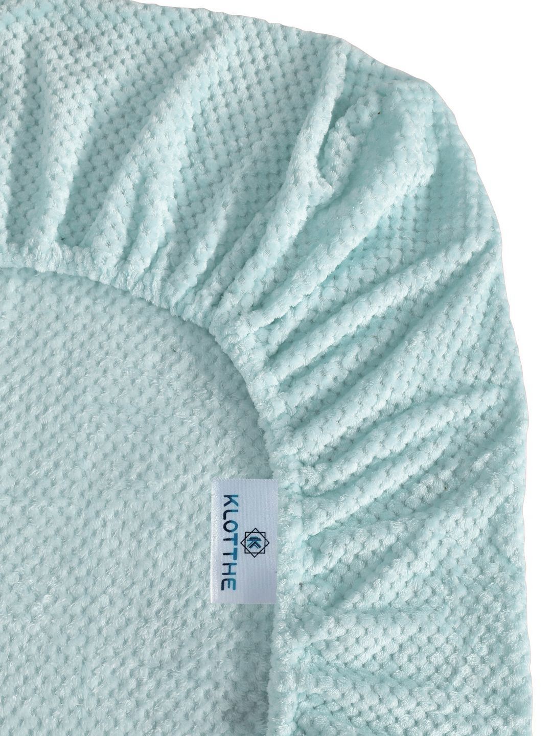 KLOTTHE Turquoise Blue Abstract 300TC Woolen Single Fitted Bedsheet & 1 Pillow Cover