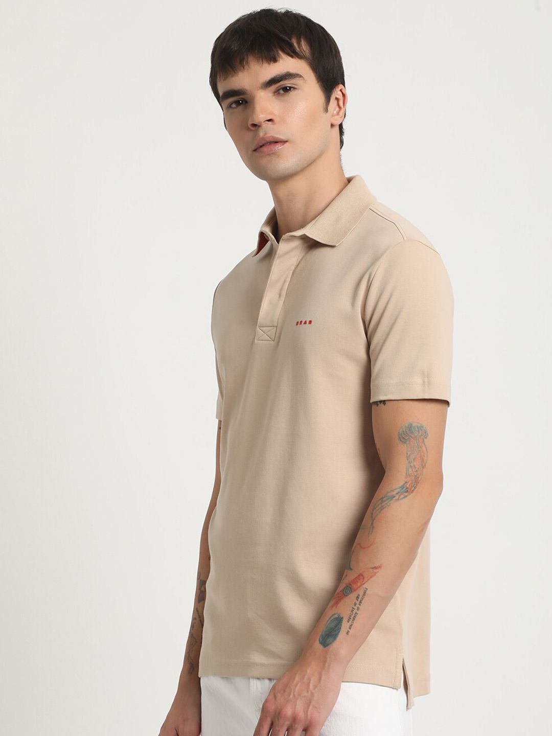 THE BEAR HOUSE Polo Collar Slim Fit Pure Cotton T-shirt