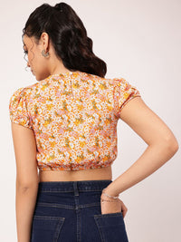 DressBerry Floral Printed Blouson Crop Top