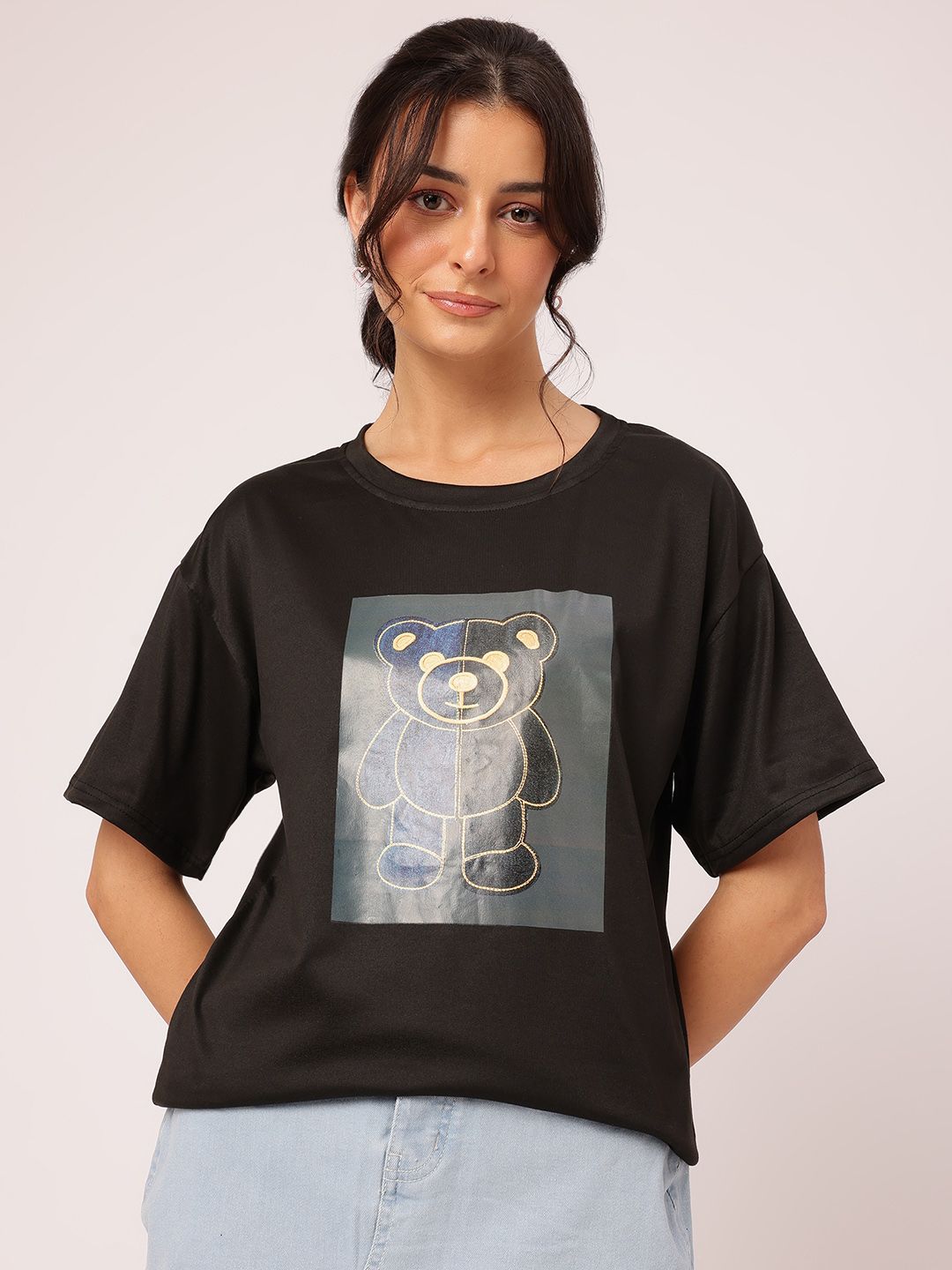 DressBerry Cozy Essentials Printed Relaxed Fit T-shirt