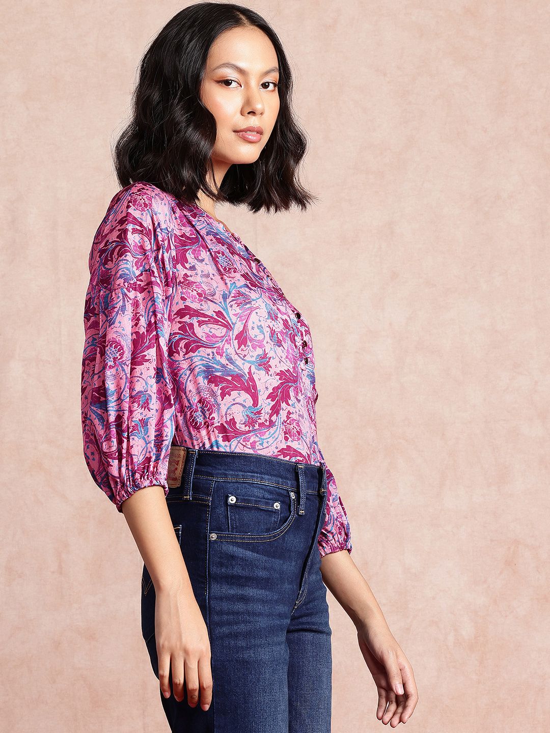 all about you Floral Printed Puff Sleeve Top
