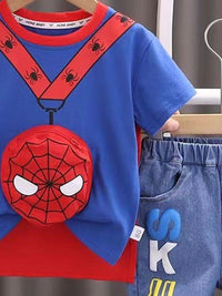 YK Boys Spider-Man Printed Short Sleeves T-Shirt & Shorts