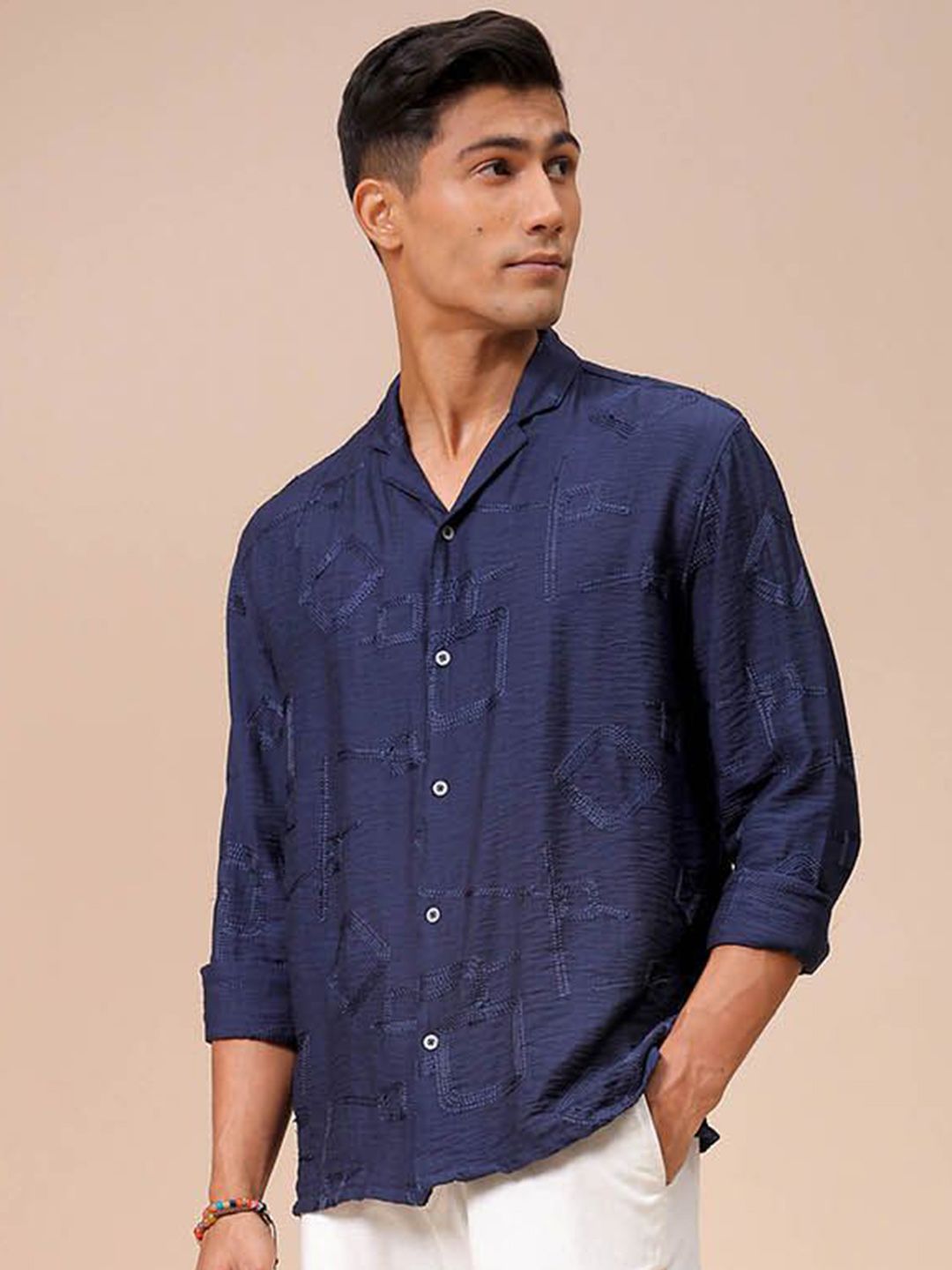 The Indian Garage Co Men Relaxed Fit Embroidery Resortwear Shirt