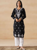 House of Chikankari Women Solid Black Kurta
