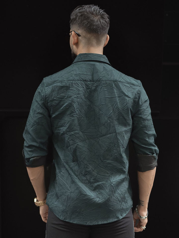 Powerlook Men Spread Collar Textured Casual Shirt