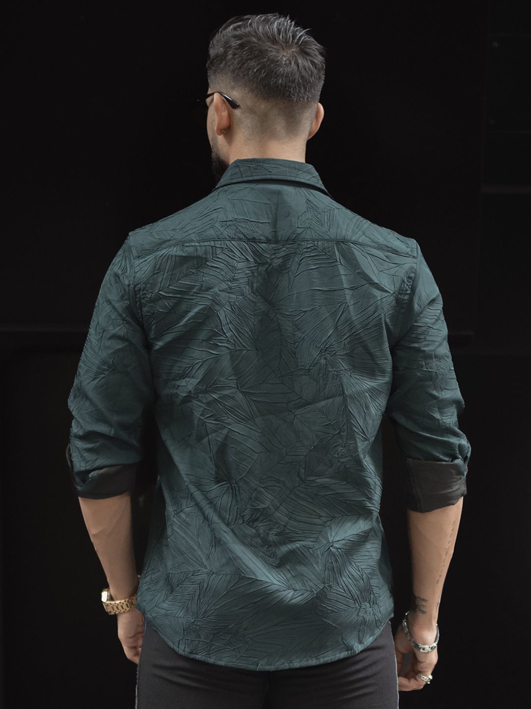 Powerlook Men Spread Collar Textured Casual Shirt