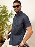 Thomas Scott Men Premium Spread Collar Micro Ditsy Printed Cotton Casual Shirt