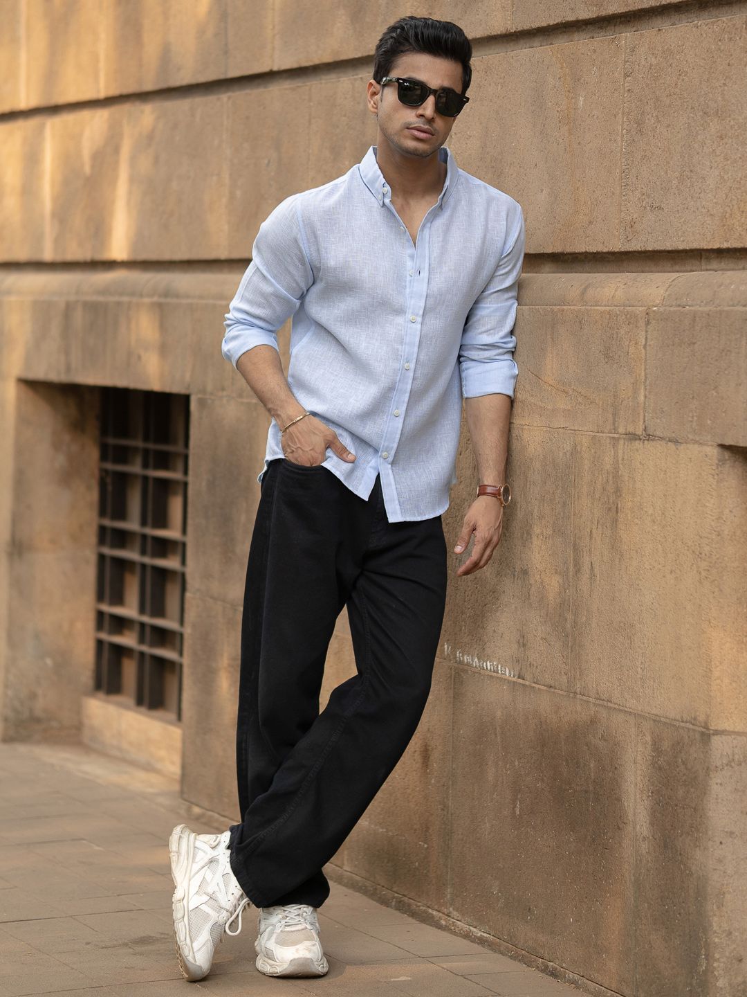 Powerlook Men Solid Button-Down Collar Casual Shirt