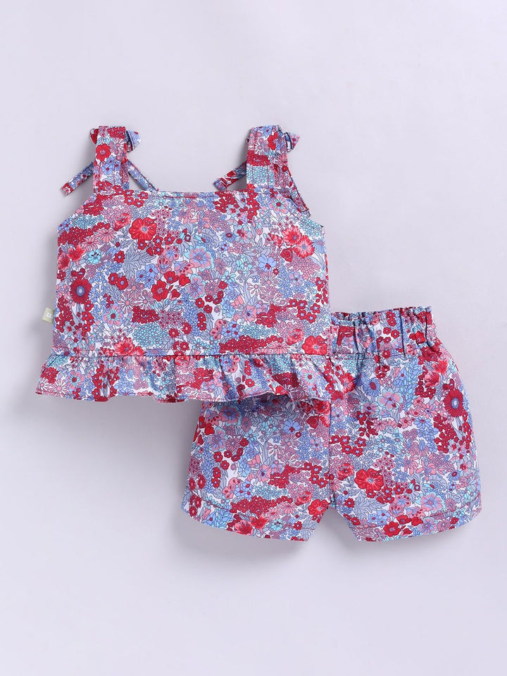Moms Love Infant Girls Cotton Printed Top with Shorts