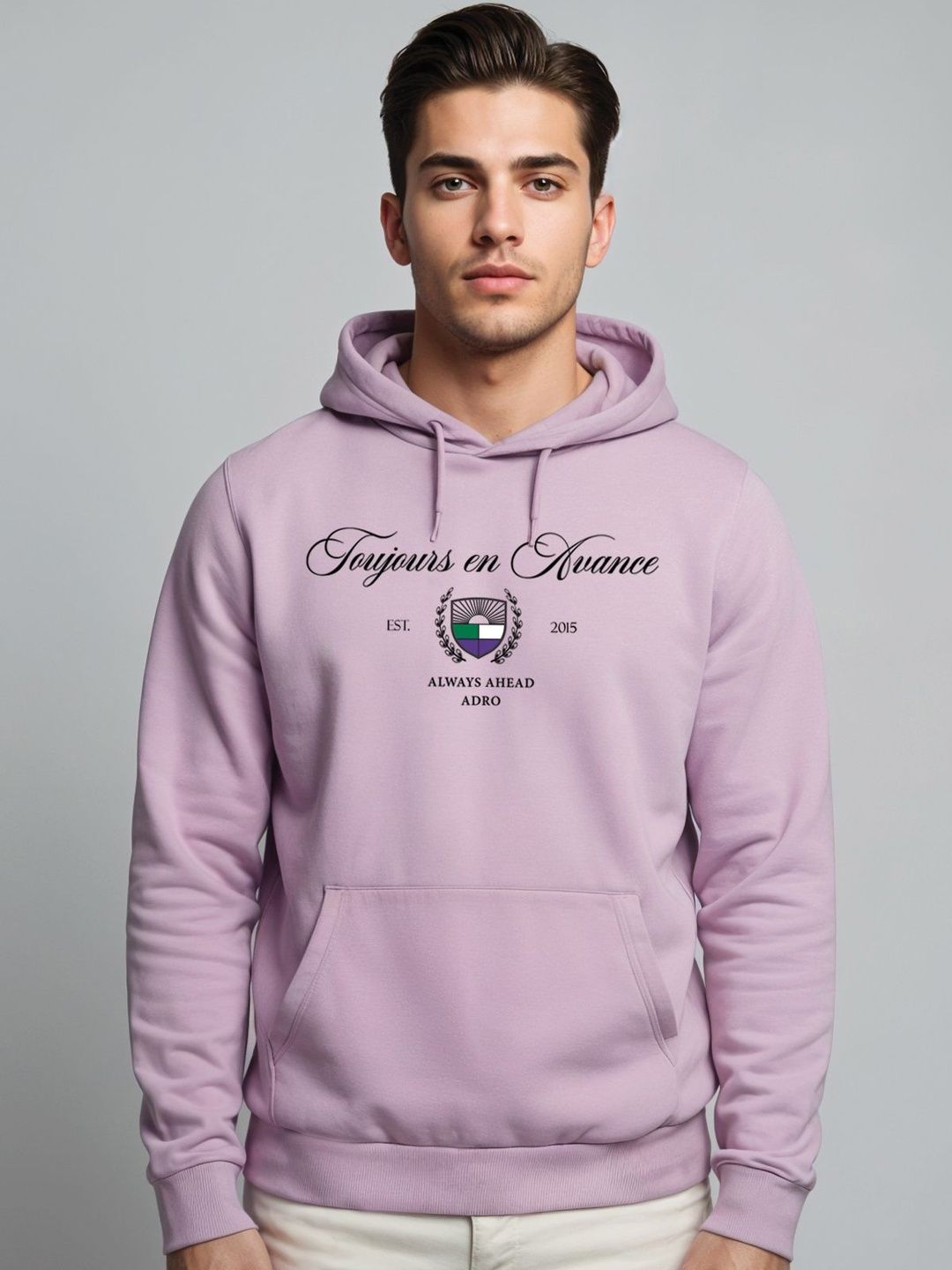 Adro Toujours en Avance 320 GSM Fleece Printed Graphic Hoodie