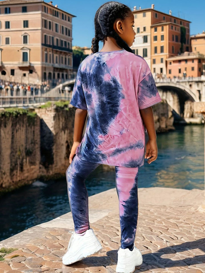 YK Girls Printed T-Shirt & Trousers Clothing Set