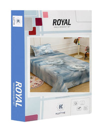 KLOTTHE Blue Floral 400 TC Single 7D Bedsheet with 1 Pillow Covers