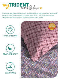 MYTRIDENT Anna Purple Dusk & Dawn Flat 144TC Queen Cotton Bedsheet Set